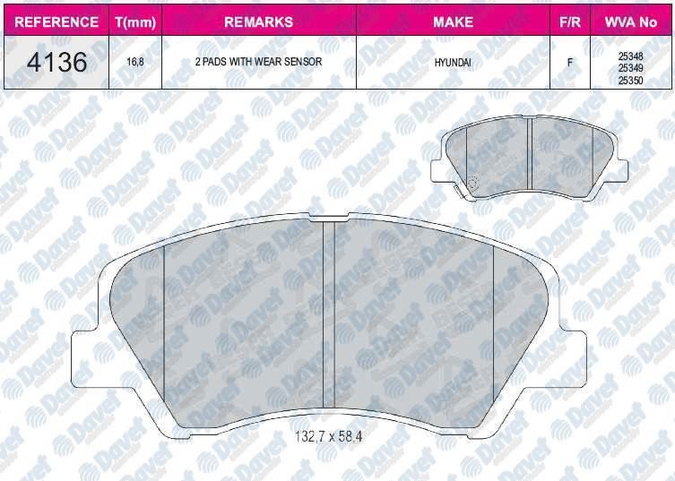 FERBE 68800 Fren Balatasi On Hyundai I30 12-> Accent Blue 10-> Elantra 11-> Kia Ceed Rio 12->